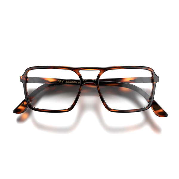 london mole Spy blue blocker glasses in gloss tortoiseshell