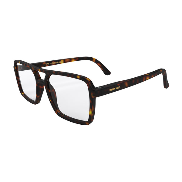 London Mole Spy Blue Blocker Glasses In Matt Tortoiseshell