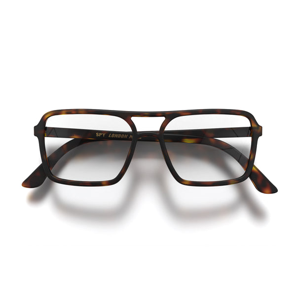 london mole Spy blue blocker glasses in matt tortoiseshell