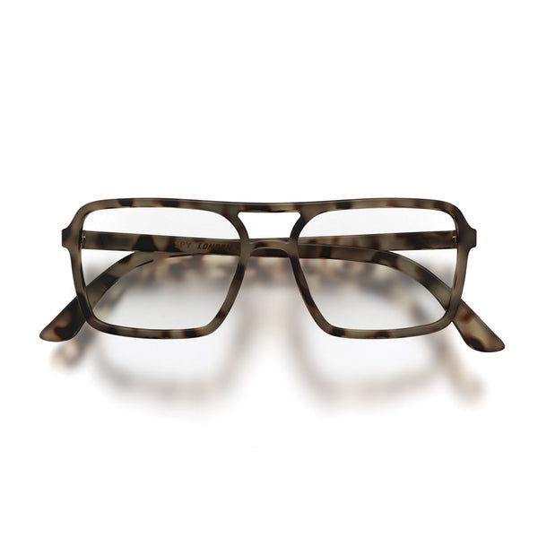 london mole Spy reading glasses in matt pale tortoiseshell