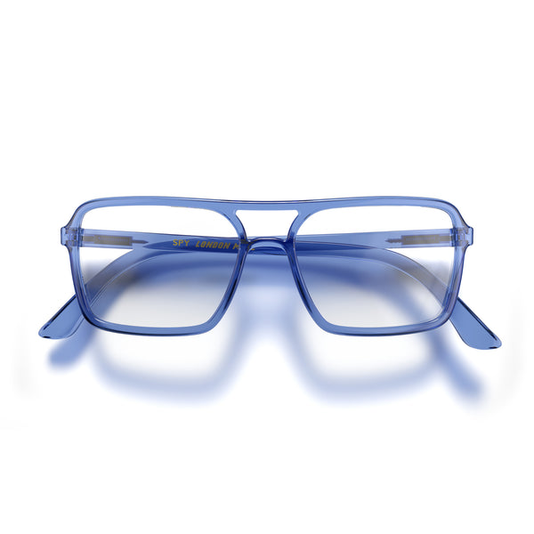 london mole Spy reading glasses in transparent blue