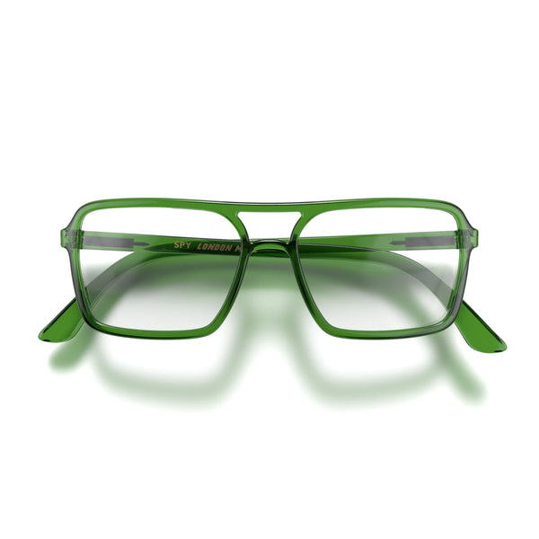 london mole Spy reading glasses in transparent green