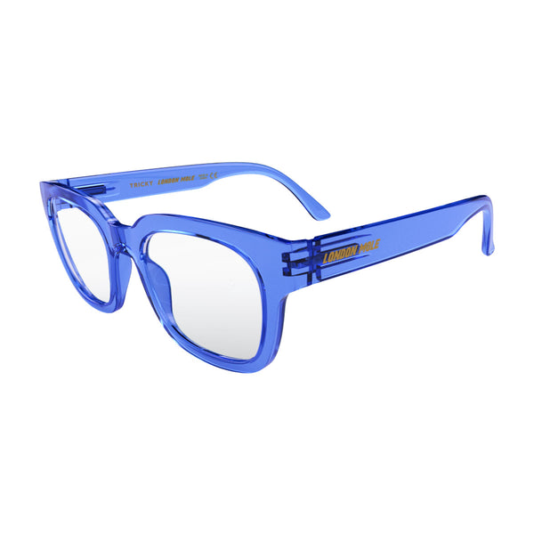 London Mole Tricky Reading Glasses In Transparent Blue