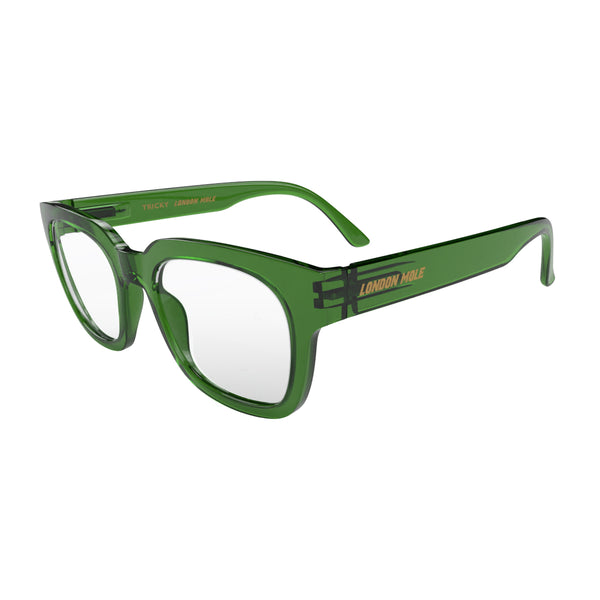 London Mole Tricky Reading Glasses In Transparent Green
