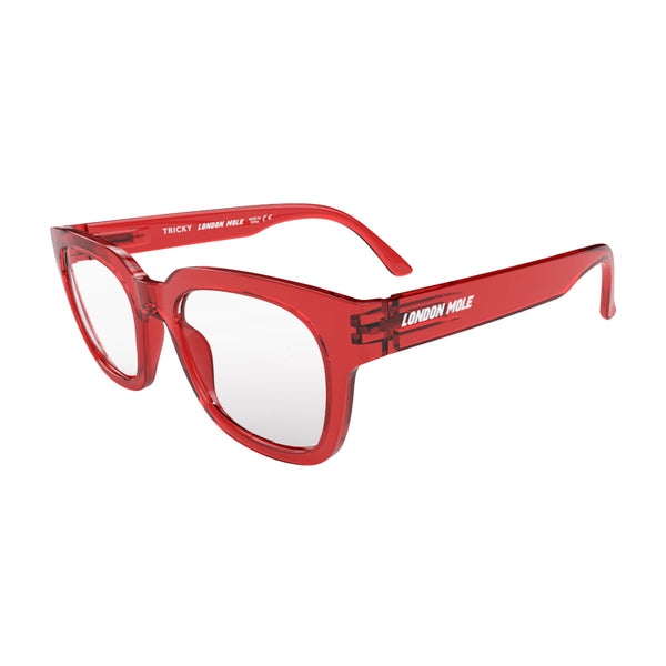 London Mole Tricky Reading Glasses In Transparent Red