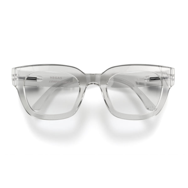 london mole Vegas reading glasses in gloss transparent