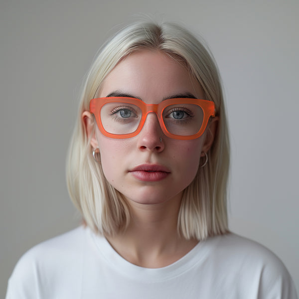 london Mole Vegas Reading Glasses In Rubberised Fluorescent Transparent Orange