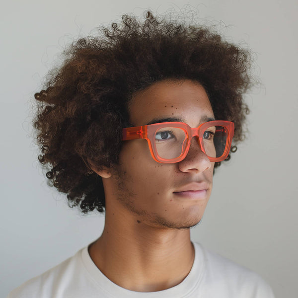 london Mole Vegas Reading Glasses In Rubberised Fluorescent Transparent Orange