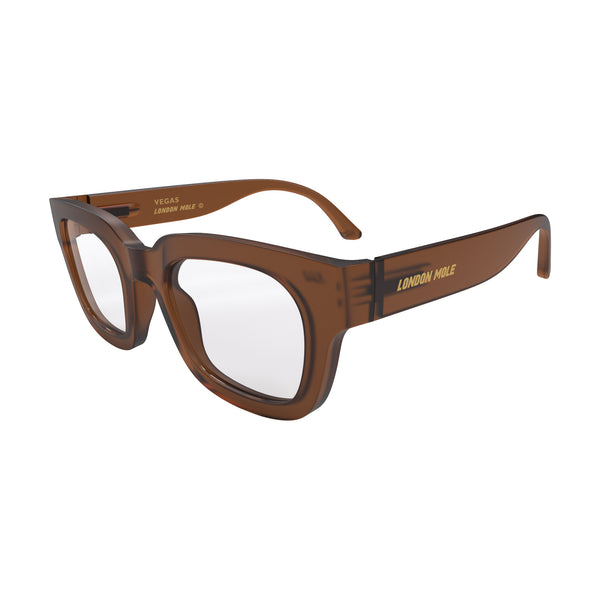 London Mole Vegas Reading Glasses In Rubberised Transparent Brown