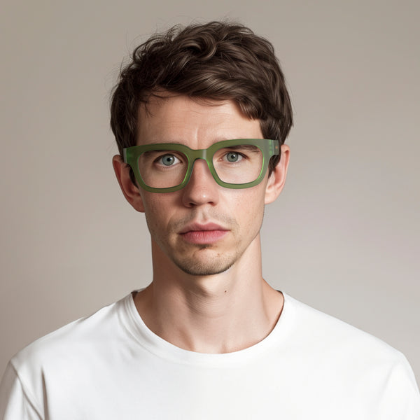 London Mole Vegas Reading Glasses In Rubberised Transparent Green
