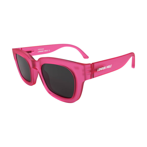 London Mole Vegas Sunglasses In Rubberised Fluorescent Transparent Pink