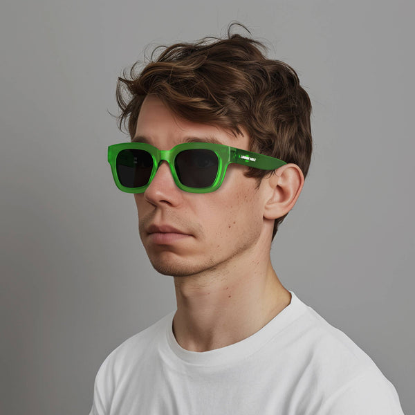London Mole Vegas Sunglasses In Rubberised Fluorescent Transparent Green