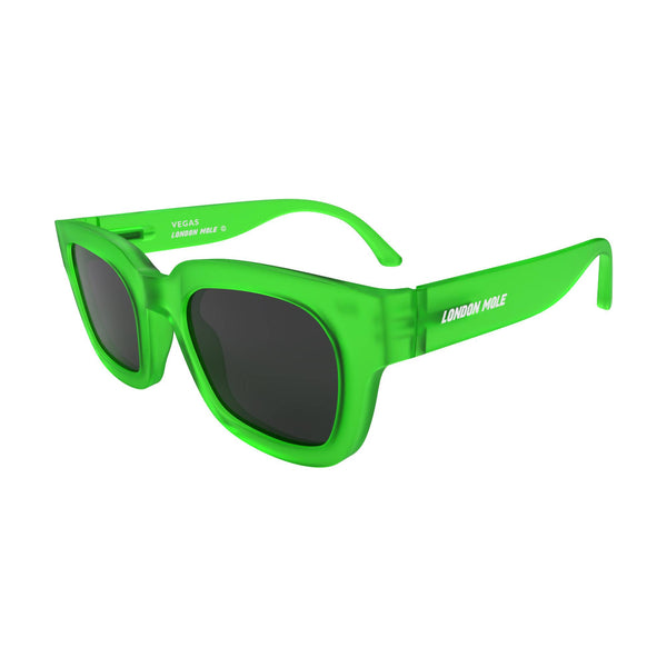 London Mole Vegas Sunglasses In Rubberised Fluorescent Transparent Green