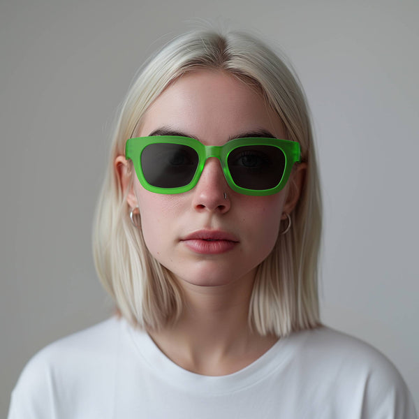 London Mole Vegas Sunglasses In Rubberised Fluorescent Transparent Green