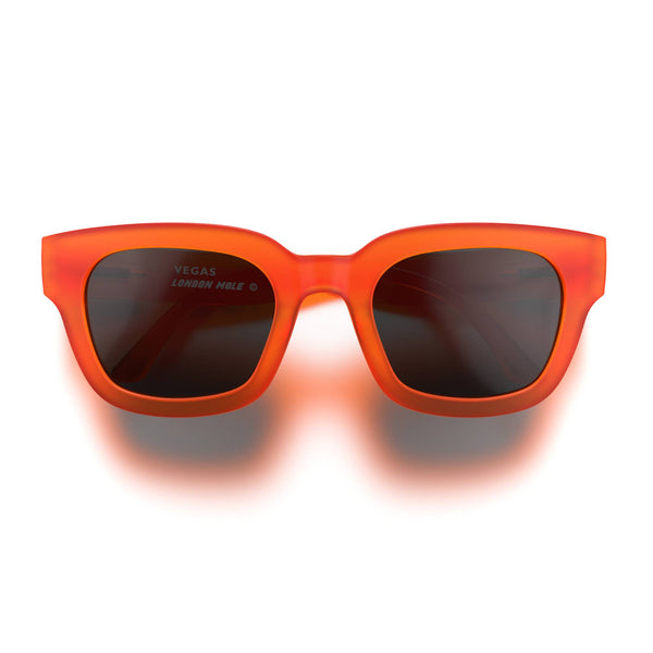 london mole Vegas sunglasses in rubberised fluorescent transparent orange