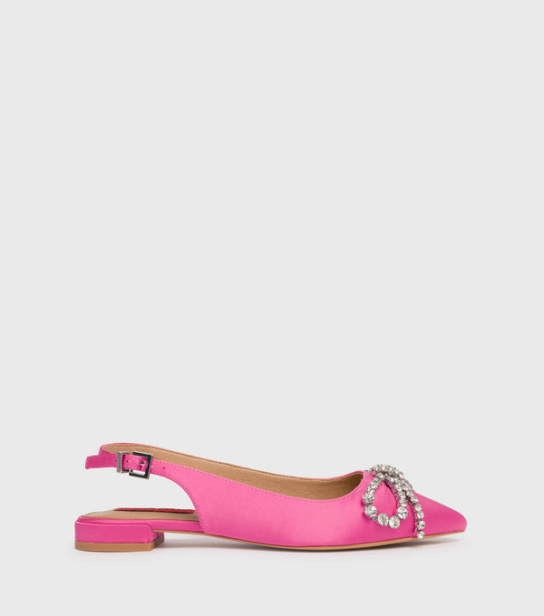 london rebel Anna Pink Satin Flat Embellished Shoes