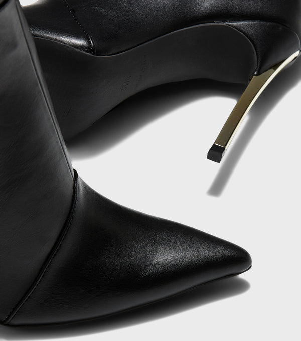 London Rebel Edie Black Knee High Stiletto Heeled Boots