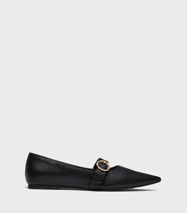 London Rebel Emily Pointed Flat Loafer Shoes With Strap