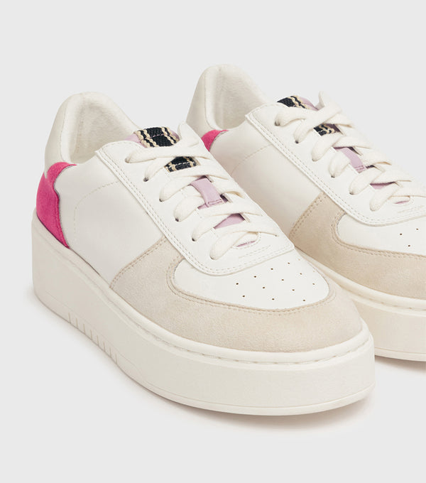 London Rebel Lana White/Fuchsia Colour Block Sneaker