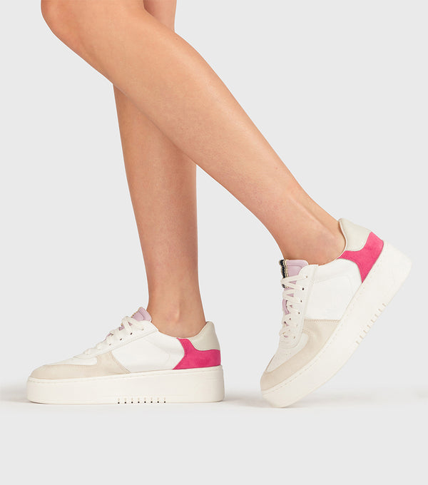 london rebel Lana White/Fuchsia Colour Block Sneaker