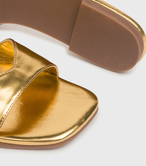 London Rebel Chloe Gold Slip-on Flat Sandal