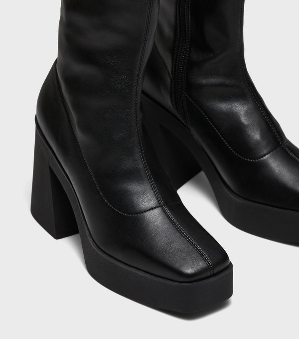 London Rebel Debbie Black Chunky Platform Boots