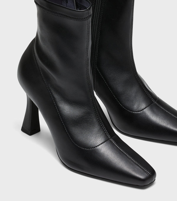 London Rebel Elizabeth Black Heeled Sock Boots