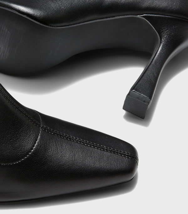 London Rebel Elizabeth Black Heeled Sock Boots