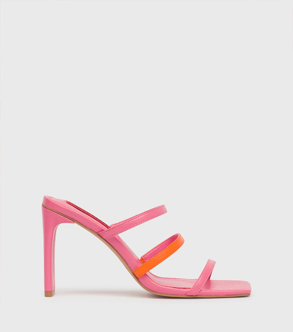 London Rebel Emily Pink Multi Pattern Strap Sandal