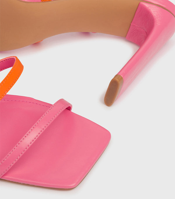 London Rebel Emily Pink Multi Pattern Strap Sandal