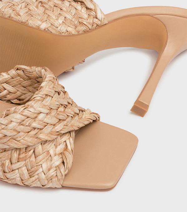 London Rebel Harper Pecan Woven Mule Sandal