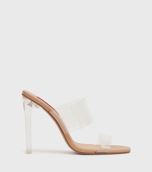London Rebel Iris Clear Perspex Strap Heeled Shoe