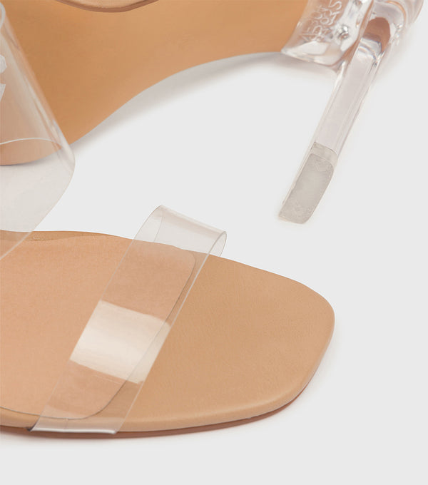 London Rebel Iris Clear Perspex Strap Heeled Shoe