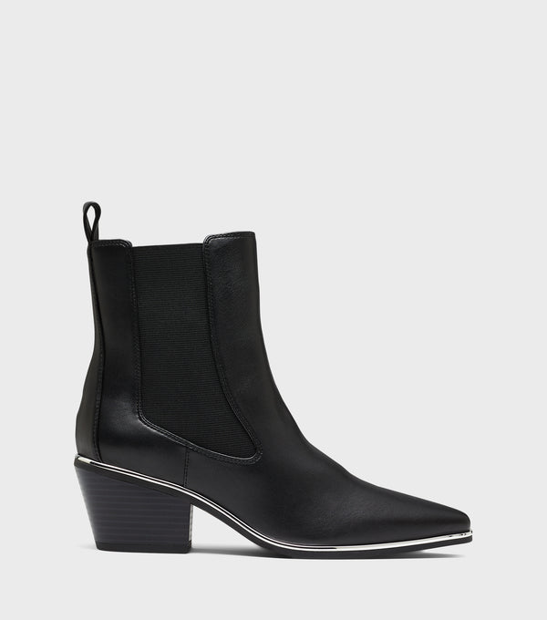 London Rebel Lara Black Western Boots