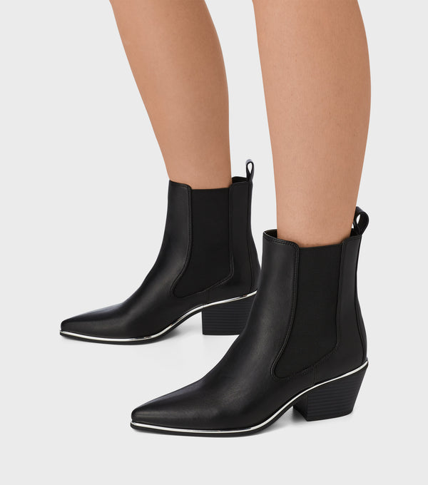 london rebel Lara Black Western Boots