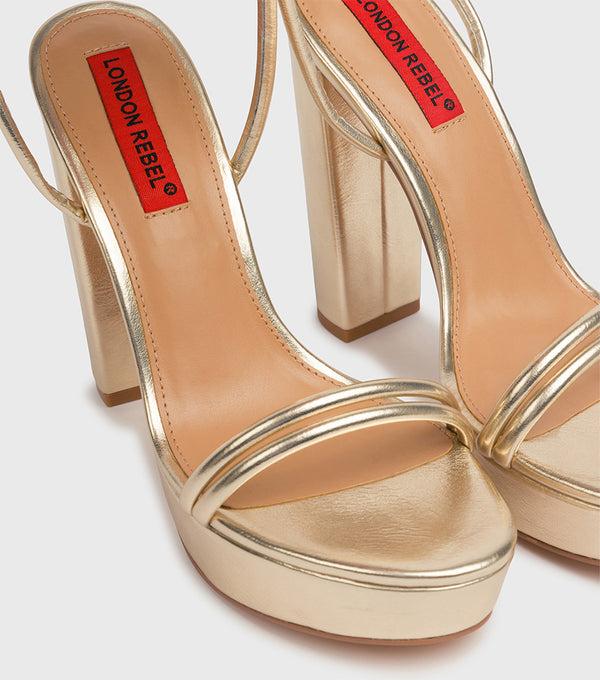London Rebel Laura Gold Platform Sandal