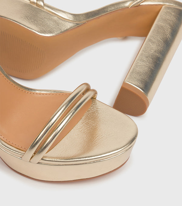 London Rebel Laura Gold Platform Sandal