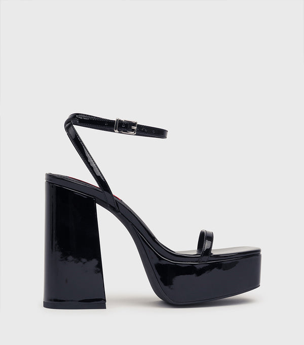 London Rebel Lila Black Platform Sandal