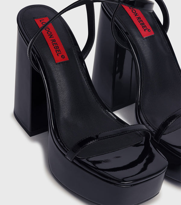 London Rebel Lila Black Platform Sandal
