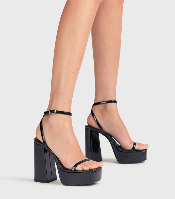 london rebel Lila Black Platform Sandal