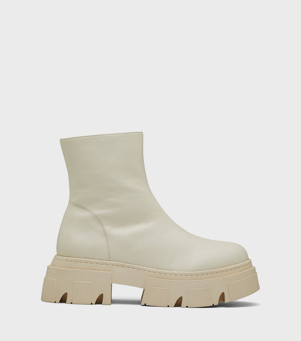 London Rebel Louise Off White Chunky Ankle Boot