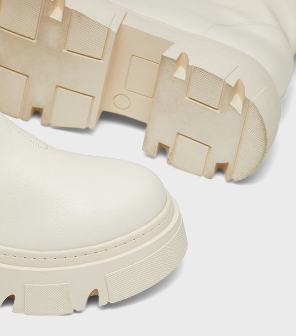 London Rebel Louise Off White Chunky Ankle Boot