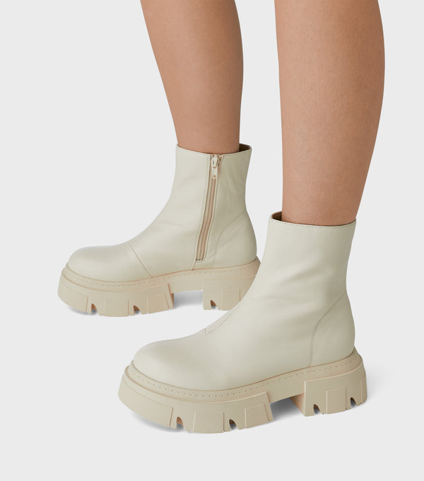 london rebel Louise Off White Chunky Ankle Boot