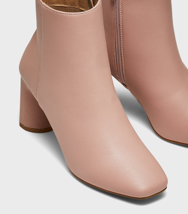London Rebel Maddie Blush Block Heel Ankle Boots
