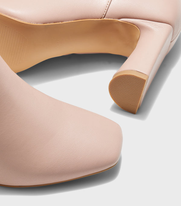 London Rebel Maddie Blush Block Heel Ankle Boots