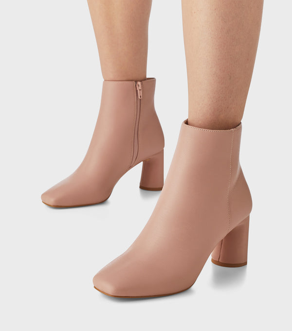london rebel Maddie Blush Block Heel Ankle Boots