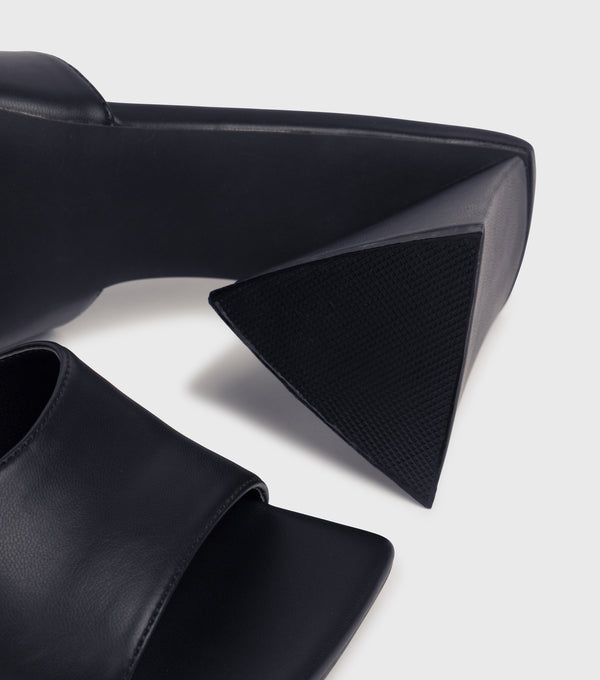 London Rebel Paige Black Block Heeled Sandals