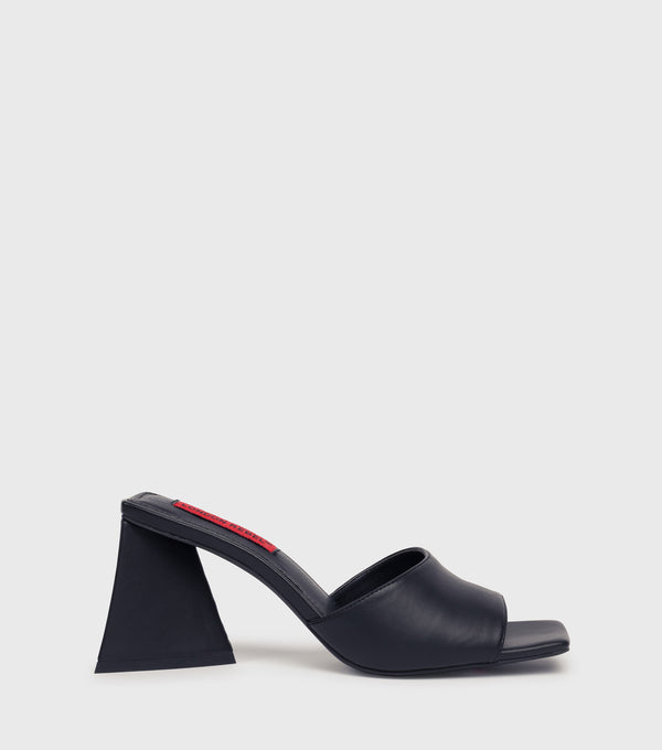 london rebel Paige Black Block Heeled Sandals