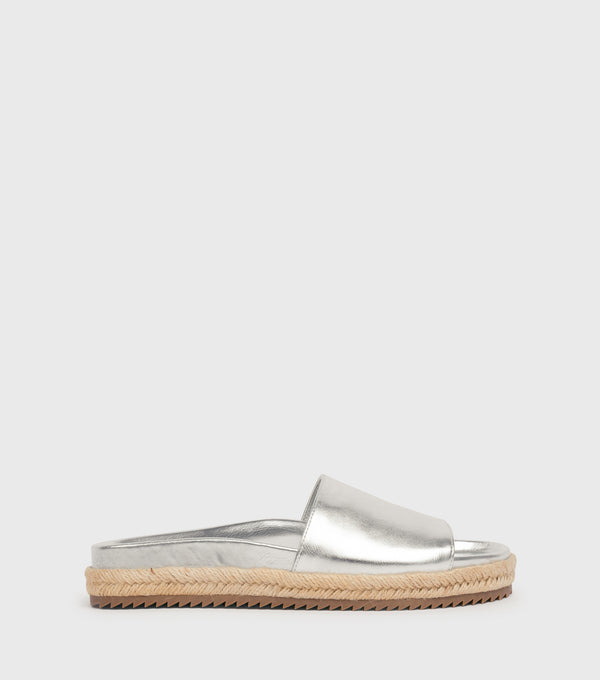 london rebel Penny Silver Flat Espadrille Sandals