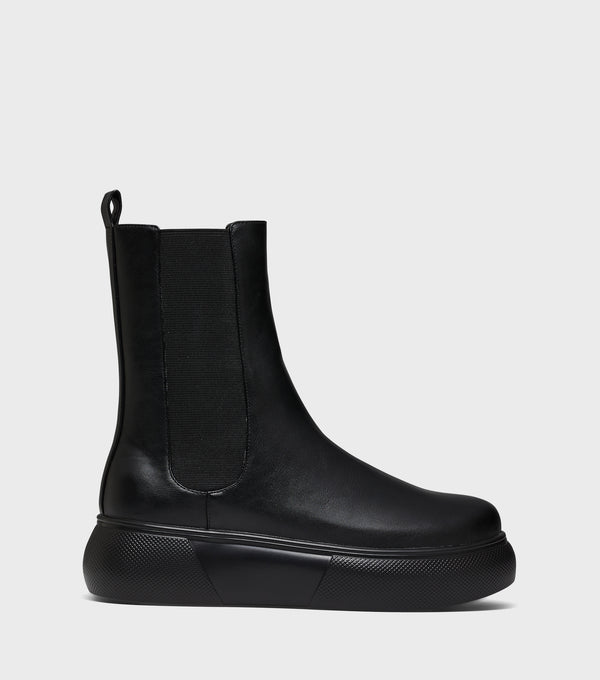 London Rebel Phoebe Black Chunky Chelsea Boots